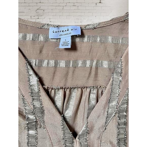 Current Air Womens Dressy Boho Metallic Striped Peplum Ruffle Blouse Size Large - Picture 8 of 8